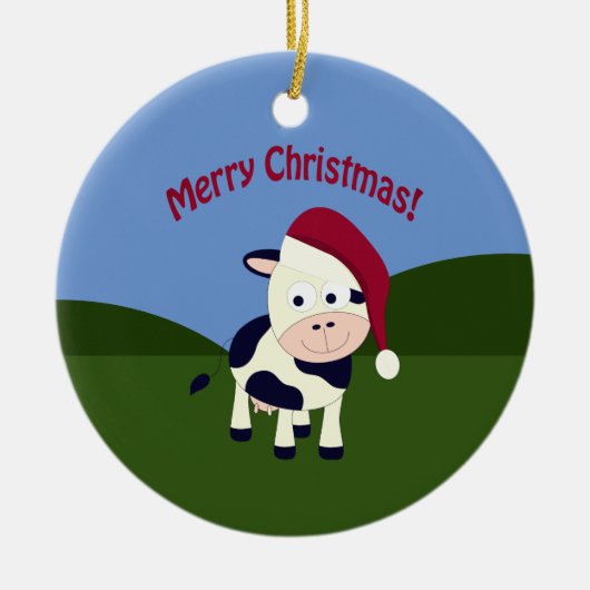 メリークリスマスサンタカウズ セラミックオーナメント (正面)