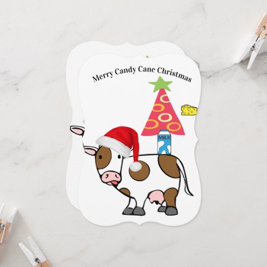 メリークリスマスサンタカウチーズフラットグリーティングカード カード (正面/裏面インサイチュ)