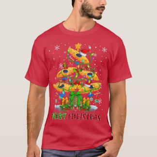 メリークリスマスサンタカヤックボーツクリスマスツリー灯 Tシャツ