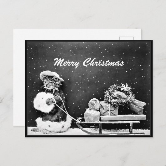 メリークリスマスサンタキャットクリスマス ポストカード (正面/裏面)