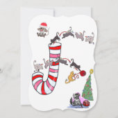 メリークリスマスサンタキャットネズミフラットグリーティングカード カード (裏面)