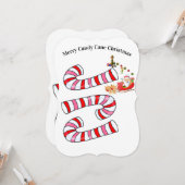 メリークリスマスサンタキャンディーケーンフラットグリーティングカード カード (正面/裏面インサイチュ)