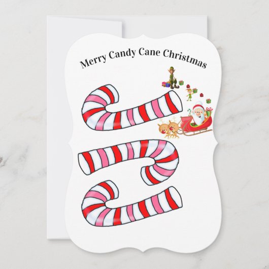 メリークリスマスサンタキャンディーケーンフラットグリーティングカード カード (正面)