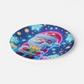 メリークリスマスサンタギフトのポスター ペーパープレート (アングル)