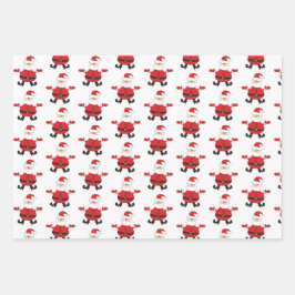メリークリスマスサンタギフトツリーパターン ラッピングペーパーシート