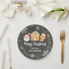 メリークリスマスサンタギンガーブレッドハウスパーティー ペーパープレート