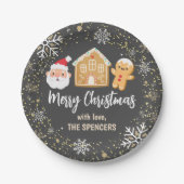 メリークリスマスサンタギンガーブレッドハウスパーティー ペーパープレート (正面)
