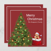 メリークリスマスサンタクロースおもしろいドッグパーソナライズ シーズンカード (正面/裏面)