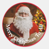 メリークリスマスサンタクロースがパーソナライズ ラウンドシール (正面)