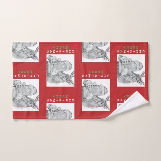 メリークリスマスサンタクロースとトナカイ バスタオルセット (ハンドタオル)