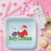 メリークリスマスサンタクロースとプレゼント ペーパープレート (パーティー)