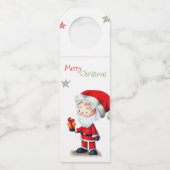 メリークリスマスサンタクロースとプレゼント ユニーク ボトルネックタグ (正面)