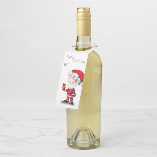 メリークリスマスサンタクロースとプレゼント ユニーク ボトルネックタグ (アングル)