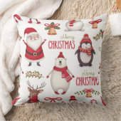 メリークリスマスサンタクロースと友人 クッション (ブランケット)