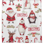 メリークリスマスサンタクロースと友人 シャワーカーテン (正面)