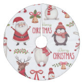 メリークリスマスサンタクロースと友人 フリース ツリースカート (正面)