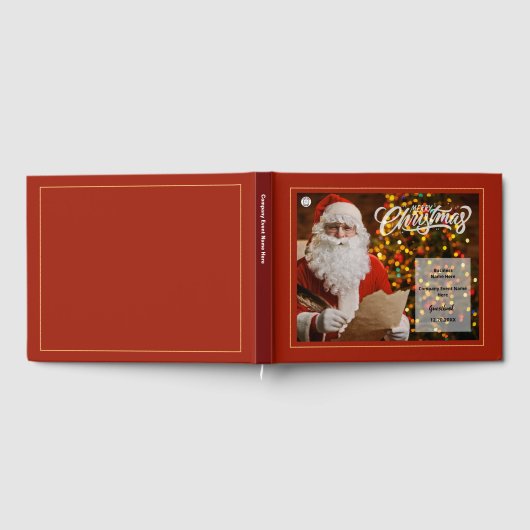 メリークリスマスサンタクロースのビジネスロゴカスタム ゲストブック (全面)