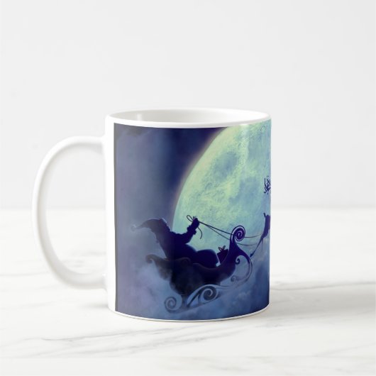 メリークリスマスサンタクロースのホリデーホリーすてき コーヒーマグカップ (左)