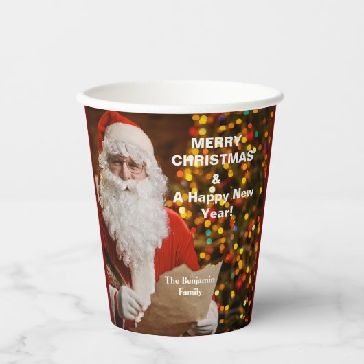 メリークリスマスサンタクロースの休日がパーソナライズ 紙コップ (正面)