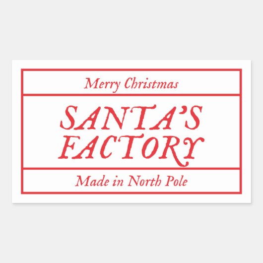 メリークリスマスサンタクロースの北極で生産された工場 長方形シール (正面)