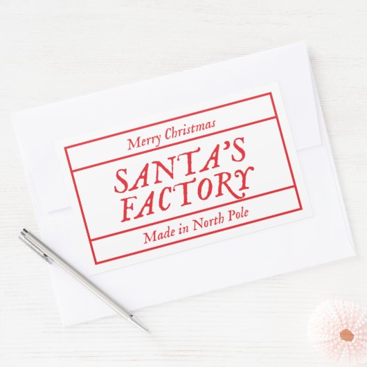 メリークリスマスサンタクロースの北極で生産された工場 長方形シール (封筒)