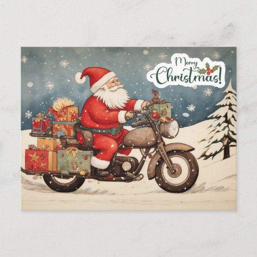 メリークリスマスサンタクロースをバイクで シーズンポストカード (正面)