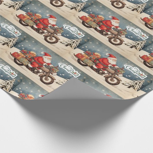 メリークリスマスサンタクロースをバイクで ラッピングペーパー (角)