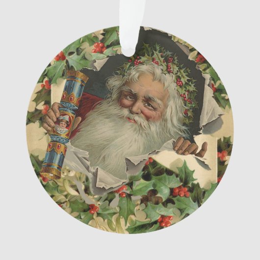 メリークリスマスサンタクロースアンティーククラシック オーナメント (正面)