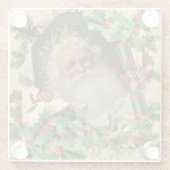 メリークリスマスサンタクロースアンティーククラシック ガラスコースター (裏面)