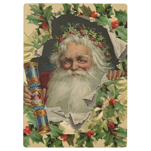 メリークリスマスサンタクロースアンティーククラシック クリップボード (裏面)