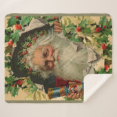 メリークリスマスサンタクロースアンティーククラシック シェルパブランケット (正面(横))