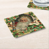 メリークリスマスサンタクロースアンティーククラシック スクエアペーパーコースター (アングル)