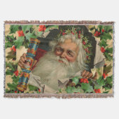 メリークリスマスサンタクロースアンティーククラシック スローブランケット (正面)