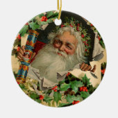 メリークリスマスサンタクロースアンティーククラシック セラミックオーナメント (正面)