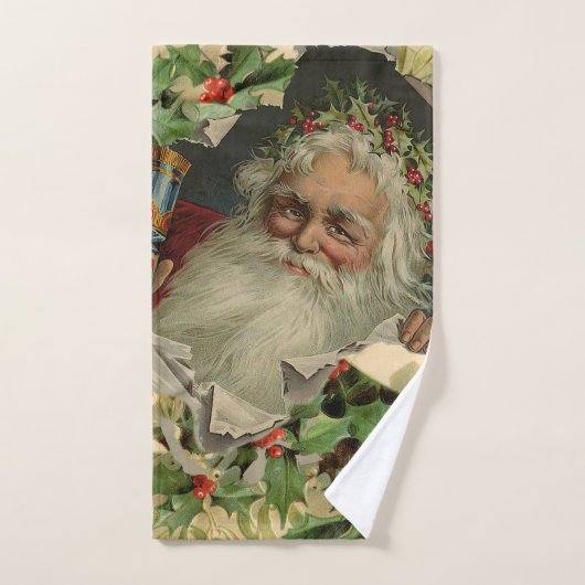 メリークリスマスサンタクロースアンティーククラシック バスタオルセット (ハンドタオル)