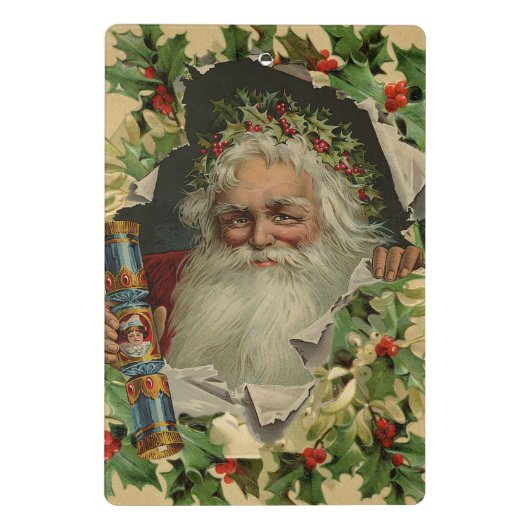 メリークリスマスサンタクロースアンティーククラシック ミニクリップボード (裏面)