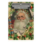 メリークリスマスサンタクロースアンティーククラシック ミニクリップボード (正面)