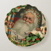 メリークリスマスサンタクロースアンティーククラシック ラウンドクッション (裏面)