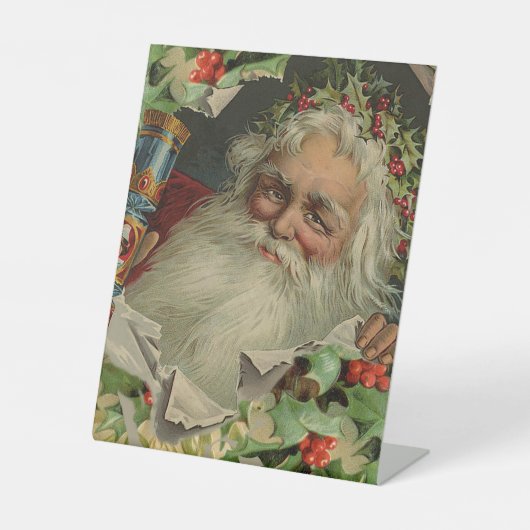 メリークリスマスサンタクロースアンティーククラシック 台座サイン (正面)