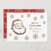 メリークリスマスサンタクロースエレガントレッド金ゴールド シーズンカード (正面/裏面)