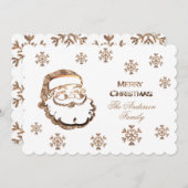 メリークリスマスサンタクロースエレガント金ゴールドホワイト シーズンカード (正面/裏面)