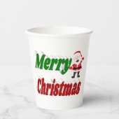 メリークリスマスサンタクロースタイポグラフィ 紙コップ (正面)