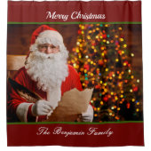 メリークリスマスサンタクロースハッピーホリデーズ シャワーカーテン (正面)