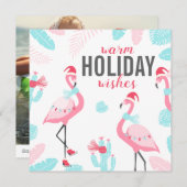 メリークリスマスサンタクロースフラミンゴホリデイフォト シーズンカード (正面/裏面)