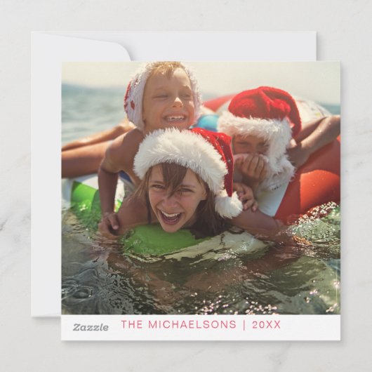 メリークリスマスサンタクロースフラミンゴホリデイフォト シーズンカード (裏面)