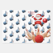 メリークリスマスサンタクロースボーリングノエル雪だるま ラッピングペーパーシート (正面3)