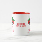 メリークリスマスサンタクロースヴィンテージレッドトラック マグカップ (中央)