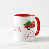 メリークリスマスサンタクロースヴィンテージレッドトラック マグカップ (正面右)