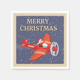 メリークリスマスサンタクロースヴィンテージ スタンダードカクテルナプキン