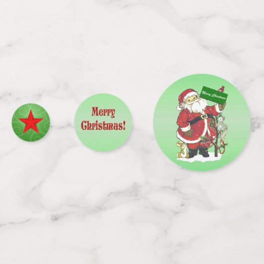 メリークリスマスサンタクロース動物ツリーグリーン コンフェッティ (裏面)